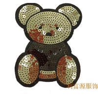 廣東刺繡廠(chǎng)家直銷(xiāo)服裝珠片亮片繡花章仔圓形卡通翻片珠片繡布貼